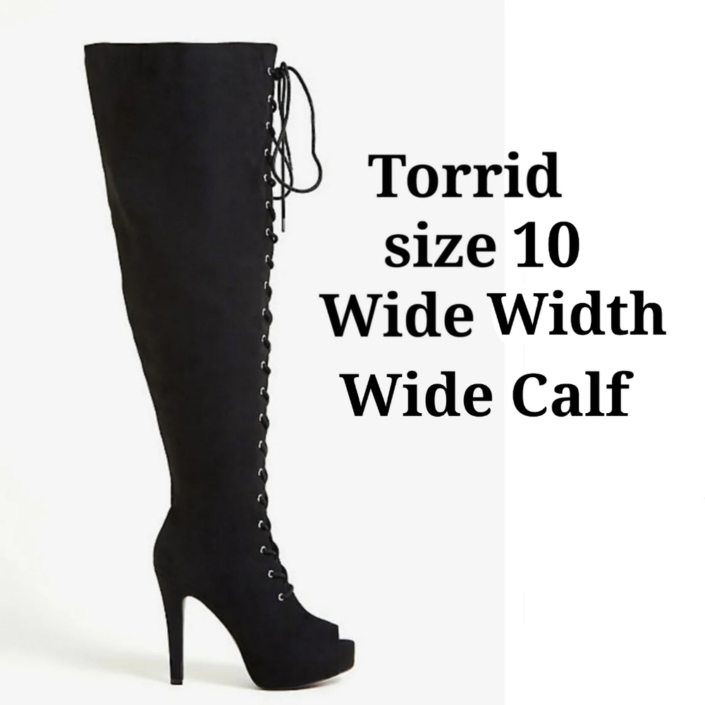 Torrid Lace up Over knee boots sz 10 WW WIDE CALF